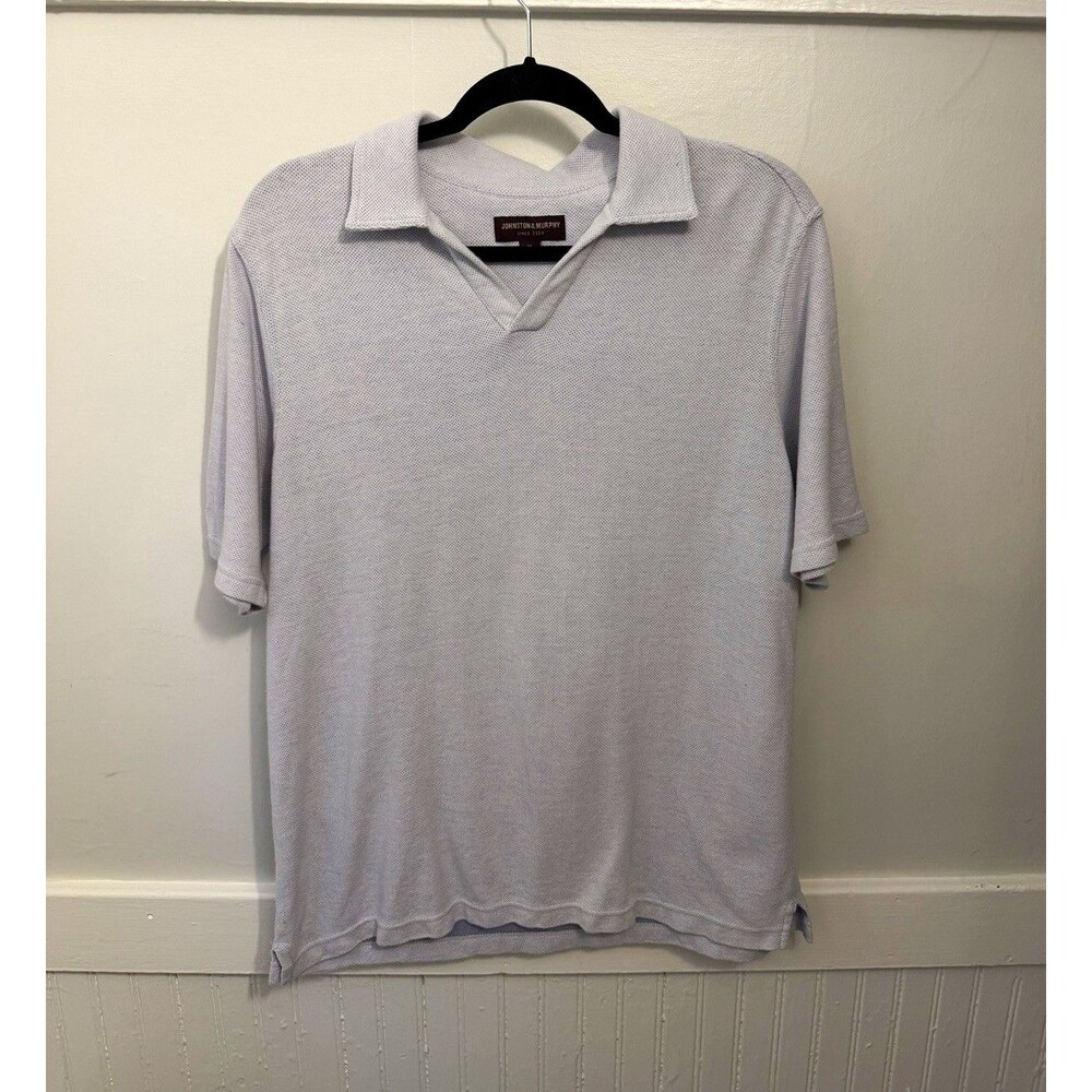Johnston & Murphy Men’s M Light Blue Cotton Knit Polo Short Sleeve Collared